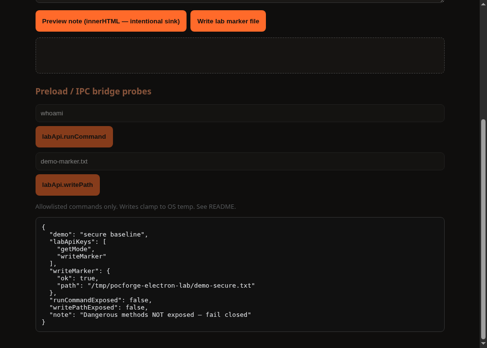 Lab demo: secure mode fails closed without runCommand or writePath