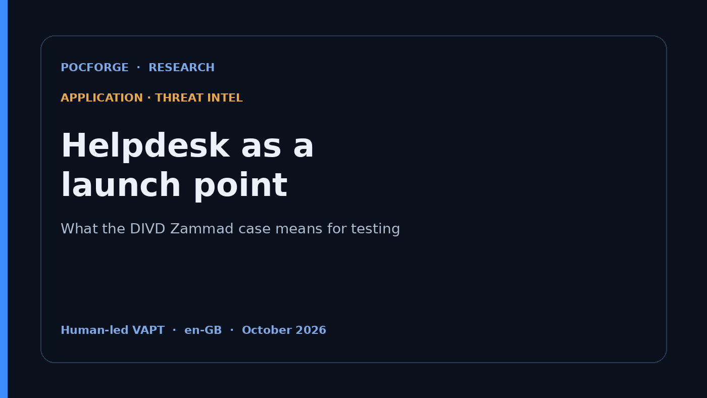 PoCForge research card: helpdesk as a launch point, DIVD Zammad 2026